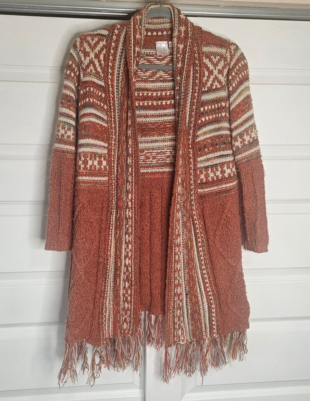 Fashion Apparel & Accessories FA&A Aztec Fringe Duster Cardigan Sweater - S/M